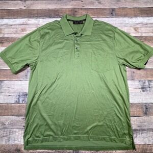 Tasso Elba Golf‎ Mens Polo Shirt Large Green 100% Pima Cotton Pocket 5 Iron